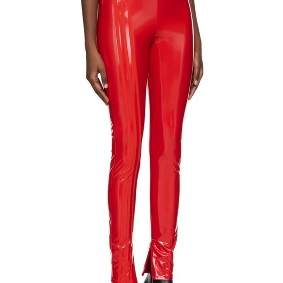 NWT Ivy Park x Adidas Faux Latex Straight-Leg Pants - Red - Picture 1 of 5